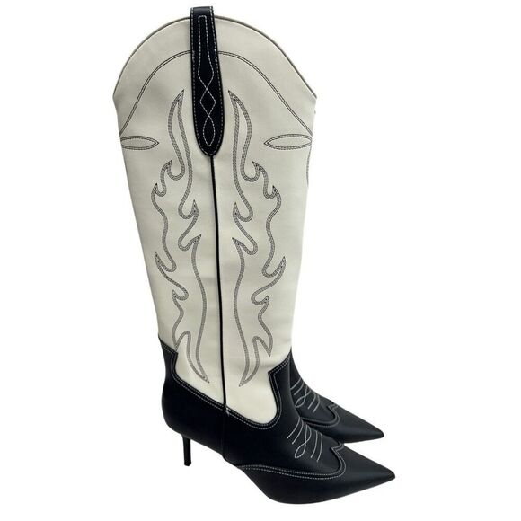 INC International Concepts Boots Western Style Knee High Size 7 Pointed Toe - Picture 2 of 9